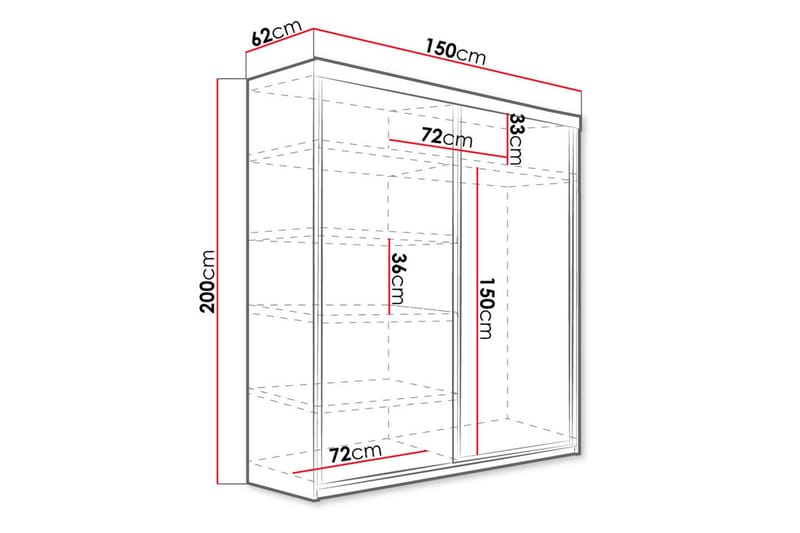 Garderob Top 62x150 cm - Ek - Förvaring - Garderober & garderobssystem