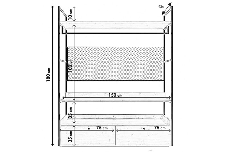 Garderob Trendel 148x42 cm - Natur - Garderober & garderobssystem