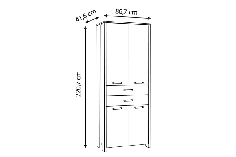 Garderob Trevorton 87x221 cm - Brun/Grå - Förvaring - Garderober & garderobssystem