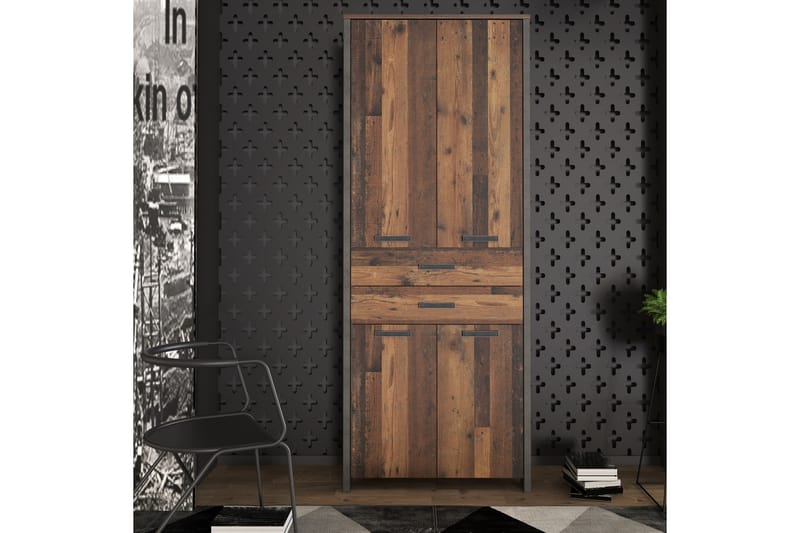 Garderob Trevorton 87x221 cm - Brun/Grå - Förvaring - Garderober & garderobssystem
