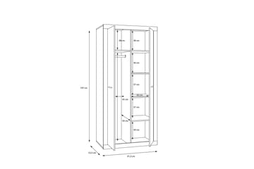 Garderob Uzunkop 54x92 cm - Grå/Vit - Förvaring - Garderober & garderobssystem