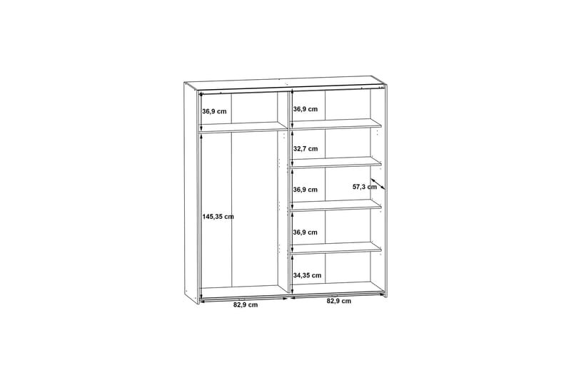 Garderob Velingrad 62x171 cm - Mörkgrå - Garderober & garderobssystem