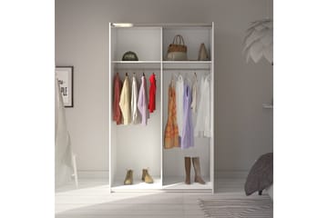 Garderob Verona 122 cm 2 Skjutdörrar 2 Hyllor 2 Stänger Vit - Tvilum - Förvaring - Garderober & garderobssystem