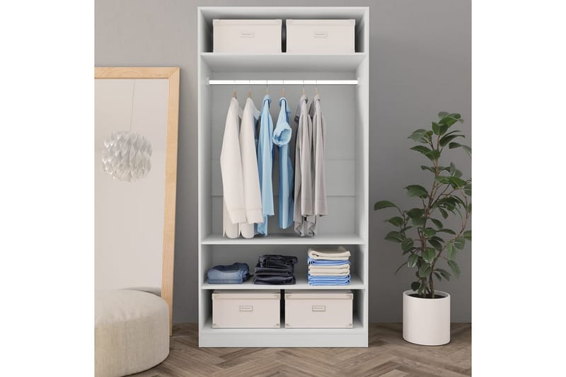 Garderob vit 100x50x200 cm spånskiva - Vit - Garderober & garderobssystem - Garderobsskåp
