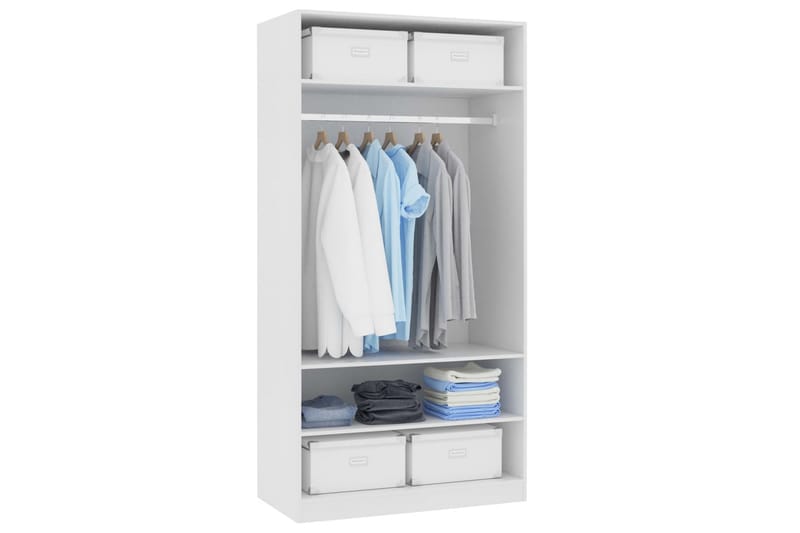 Garderob vit 100x50x200 cm spånskiva - Vit - Garderober & garderobssystem - Garderobsskåp