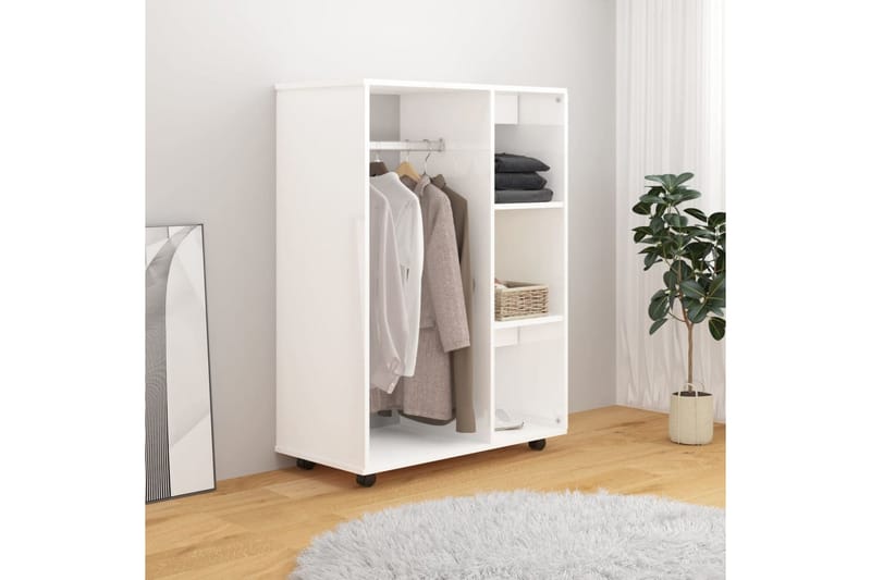 Garderob vit högglans 80x40x110 cm spånskiva - Vit högglans - Garderober & garderobssystem - Garderobsskåp