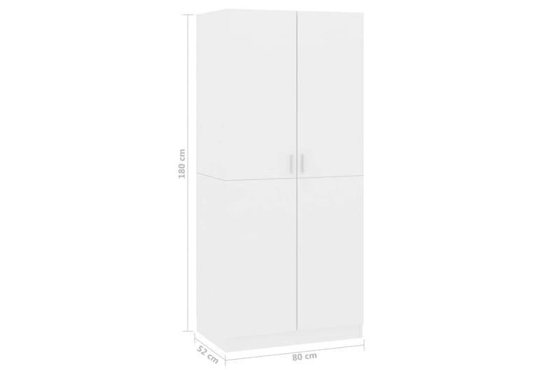 Garderob vit högglans 80x52x180 cm spånskiva - Vit högglans - Garderober & garderobssystem - Garderobsskåp