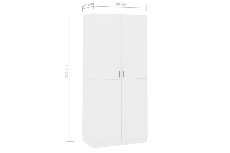 Garderob vit högglans 90x52x200 cm spånskiva - Vit - Garderober & garderobssystem - Garderobsskåp