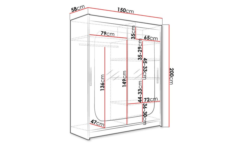 Garderob West 150x58x200 cm - Beige - Garderober & garderobssystem