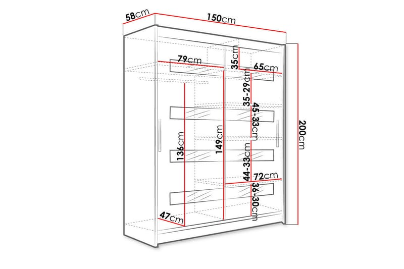 Garderob West 150x58x200 cm - Vit - Garderober & garderobssystem