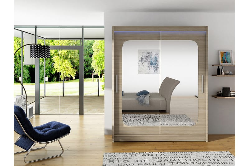 Garderob Westa 150x58x200 cm - Beige/Grå - Förvaring - Garderober & garderobssystem