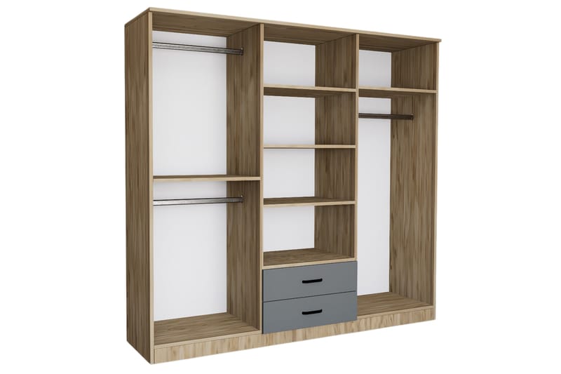 Garderob Yaman 180x190 cm - Grå/Vit - Förvaring - Garderober & garderobssystem