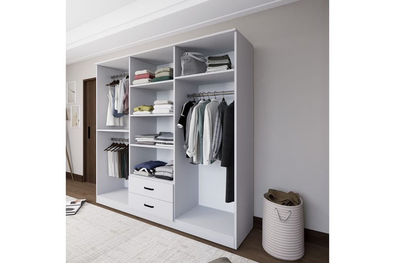 Garderob Yaman 180x190 cm - Mattvit - Förvaring - Garderober & garderobssystem