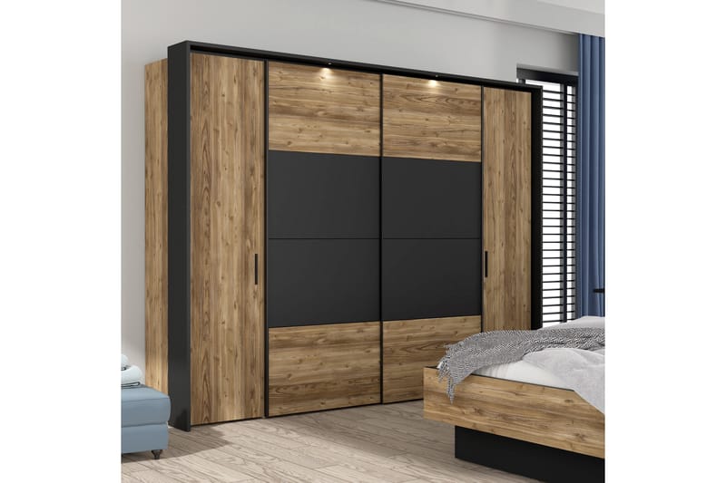 Garderob Yundola 62x280 cm - Brun/Svart - Förvaring - Garderober & garderobssystem