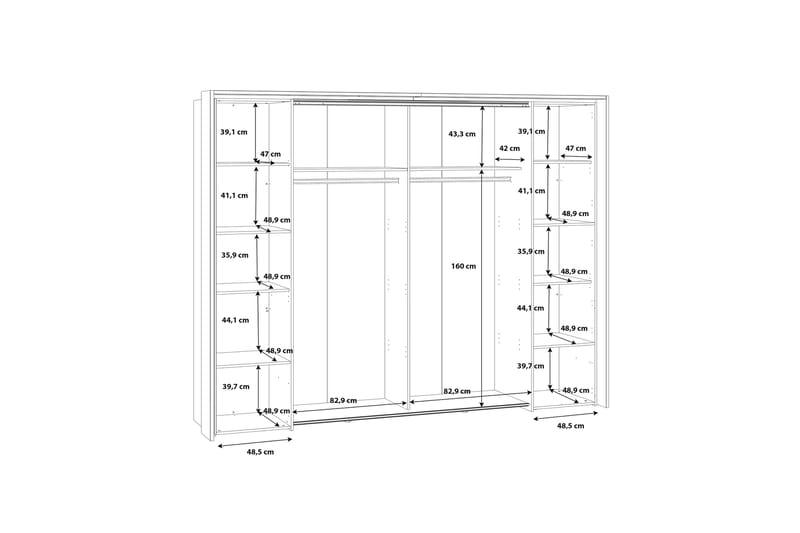Garderob Yundola 62x280 cm - Brun/Svart - Förvaring - Garderober & garderobssystem