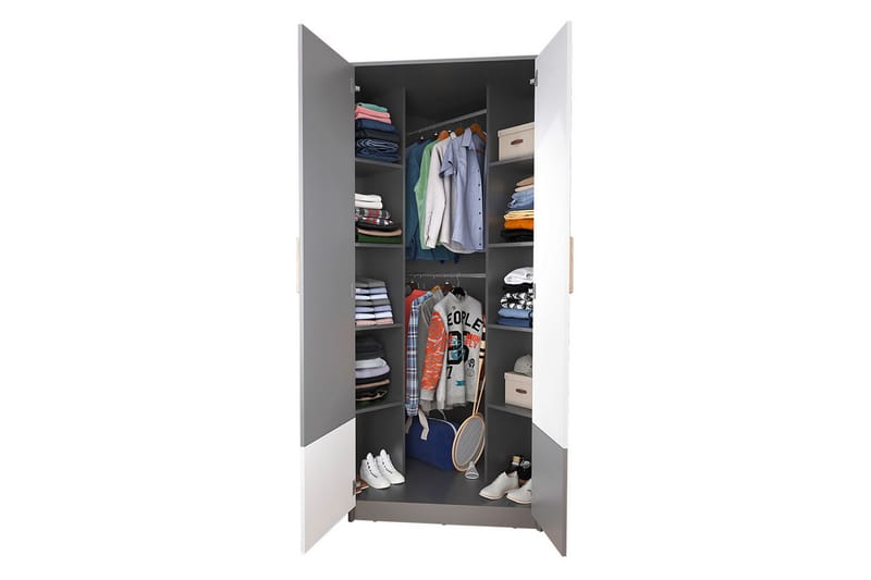 Garderob Pok 95x95x193 cm - Grå/Svart/Vit - Förvaring - Garderober & garderobssystem