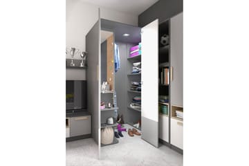 Garderob Pok 130x93x193 cm - Grå/Svart/Vit - Förvaring - Garderober & garderobssystem