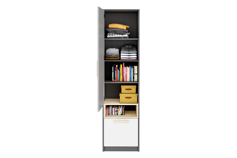 Garderob Pok 50x40x193 cm - Grå/Svart/Vit - Förvaring - Garderober & garderobssystem
