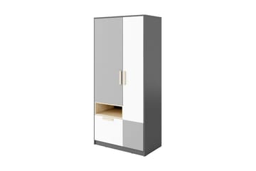 Garderob Pok 90x50x193 cm - Grå/Svart/Vit - Förvaring - Garderober & garderobssystem