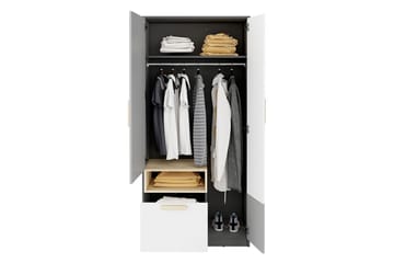 Garderob Pok 90x50x193 cm - Grå/Svart/Vit - Förvaring - Garderober & garderobssystem