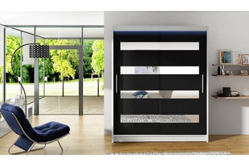 Garderob Presto 58x150 cm LED-belysning - Vit/Svart - Förvaring - Garderober & garderobssystem