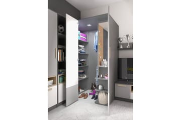 Garderob Pok 130x93x193 cm - Grå/Svart/Vit - Förvaring - Garderober & garderobssystem