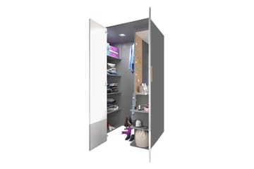 Garderob Pok 130x93x193 cm - Grå/Svart/Vit - Förvaring - Garderober & garderobssystem