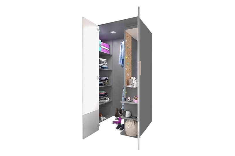 Garderob Pok 130x93x193 cm - Grå/Svart/Vit - Förvaring - Garderober & garderobssystem