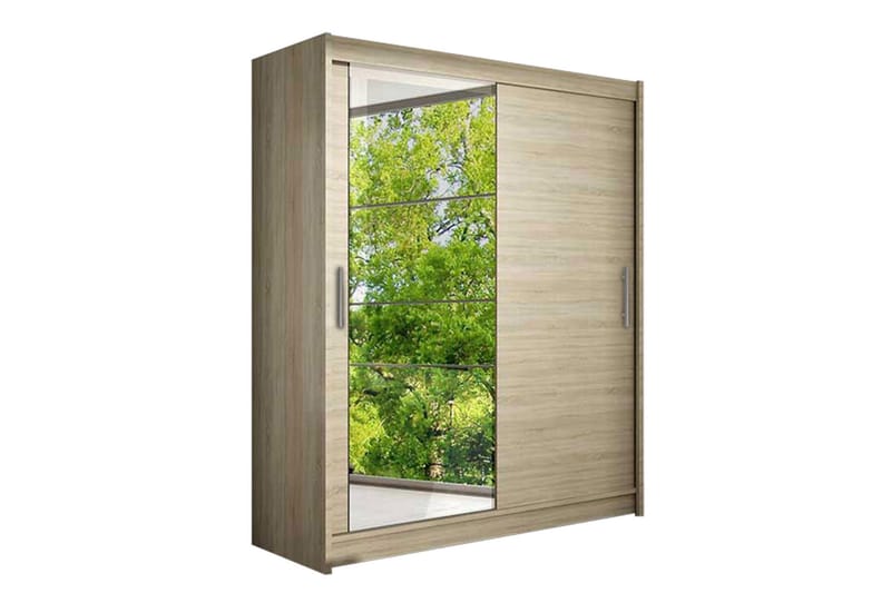 Garderob Presto 150 cm Skjutdörrar Spegel - Beige/Trä/Natur - Förvaring - Garderober & garderobssystem