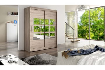 Garderob Presto 150 cm Skjutdörrar Delad Spegel - Ek - Förvaring - Garderober & garderobssystem