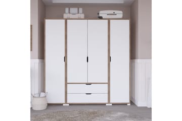 Garderob Pinotepa 140x182 cm - Ljusbrun/Vit - Förvaring - Garderober & garderobssystem