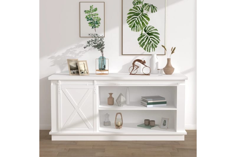 Mini skjutdörrsbeslag kolstål vit 200 cm - Vit - Skjutdörr garderob & walk-in closet