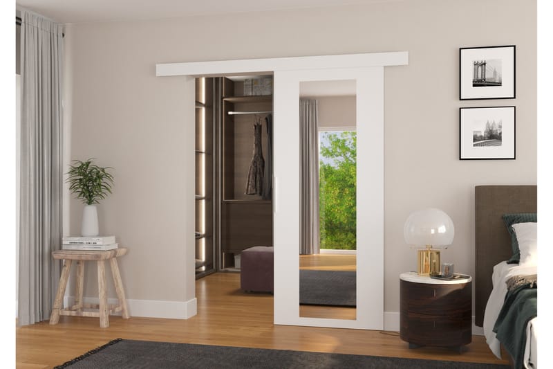 Skjutdörr Garderob Britanna 86x205 cm - Vit - Skjutdörr garderob & walk-in closet