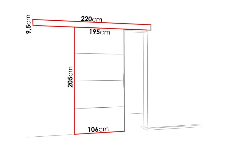 Dörr Malibu 204x106x205 cm - Brun/Flerfärgad/Vit - Förvaring - Garderober & garderobssystem - Garderobsdörr - Skjutdörr garderob & walk-in closet