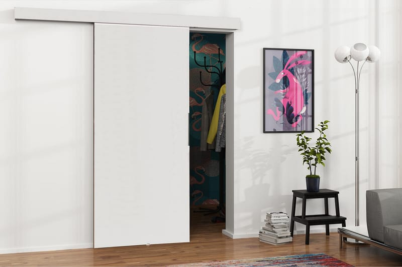 Dörr Malibu 204x86x205 cm - Vit - Förvaring - Garderober & garderobssystem - Garderobsdörr - Skjutdörr garderob & walk-in closet