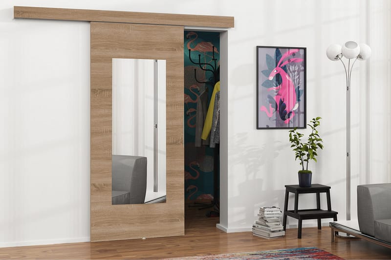 Dörr Malibu 204x86x5 cm - Ek/Spegel - Förvaring - Garderober & garderobssystem - Garderobsdörr - Skjutdörr garderob & walk-in closet