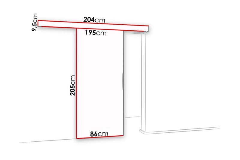 Dörr Malibu 204x86x5 cm - Ek/Spegel - Förvaring - Garderober & garderobssystem - Garderobsdörr - Skjutdörr garderob & walk-in closet