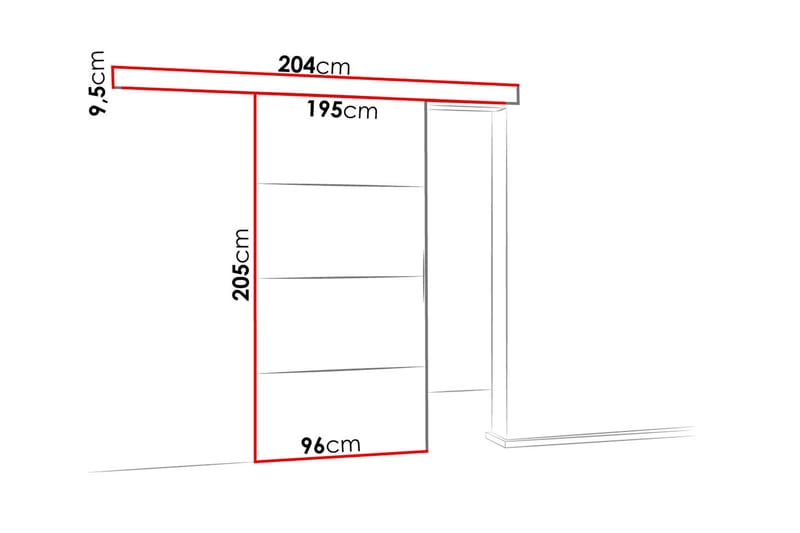 Dörr Malibu 204x96x205 cm - Vit - Skjutdörr garderob & walk-in closet