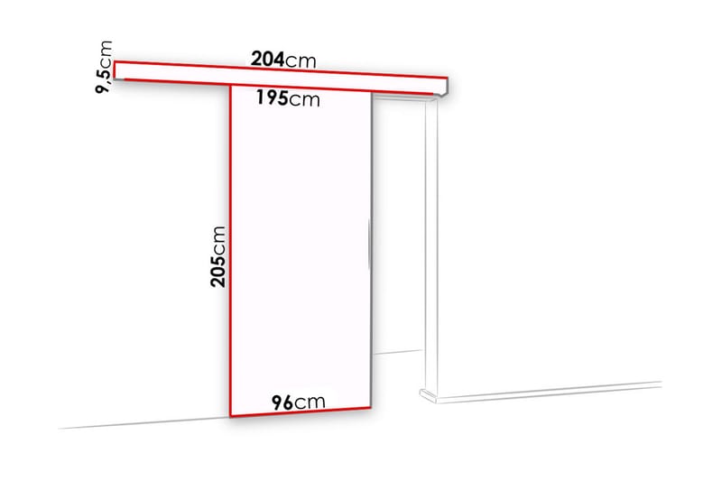 Dörr Malibu 204x96x205 cm - Vit - Förvaring - Garderober & garderobssystem - Garderobsdörr - Skjutdörr garderob & walk-in closet