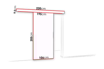 Dörr Malibu 220x106x205 cm - Vit/Spegel - Förvaring - Garderober & garderobssystem - Garderobsdörr - Skjutdörr garderob & walk-in closet