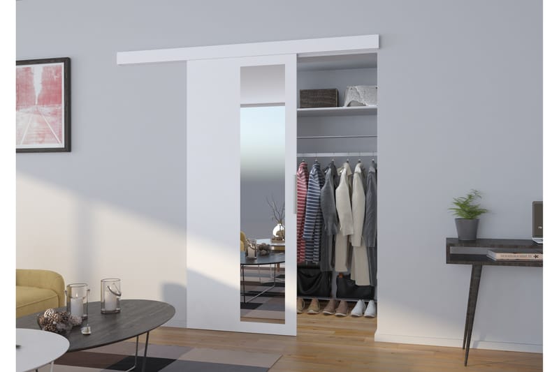 Skjutdörr Garderob Naxxar 106x205 cm - Vit - Skjutdörr garderob & walk-in closet