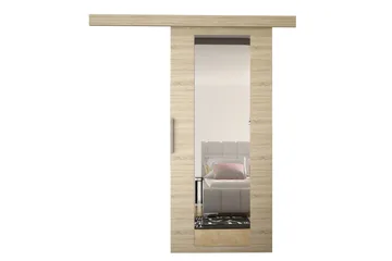 Nemanja Skjutdörr 86x205 cm LED-belysning - Ek - Förvaring - Garderober & garderobssystem - Garderobsdörr - Skjutdörr garderob & walk-in closet