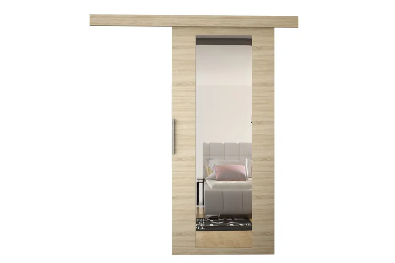 Nemanja Skjutdörr 86x205 cm LED-belysning - Ek - Förvaring - Garderober & garderobssystem - Garderobsdörr - Skjutdörr garderob & walk-in closet
