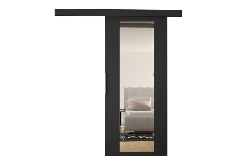 Nemanja Skjutdörr 86x205 cm LED-belysning - Svart - Förvaring - Garderober & garderobssystem - Garderobsdörr - Skjutdörr garderob & walk-in closet