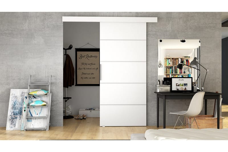 Nemanja Skjutdörr 86x205 cm, Vit