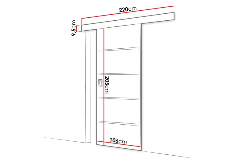 Skjutdörr Adicio 204 cm - Natur - Skjutdörr garderob & walk-in closet