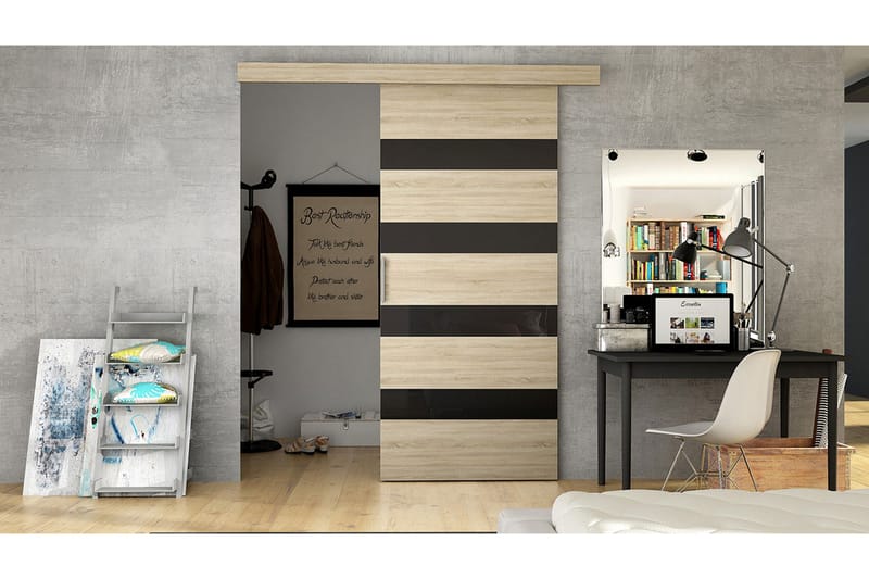 Skjutdörr - Ek/Svart - Förvaring - Garderober & garderobssystem - Garderobsdörr - Skjutdörr garderob & walk-in closet