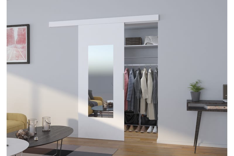 Skjutdörr Garderob Nelania 106x205 cm - Vit - Skjutdörr garderob & walk-in closet