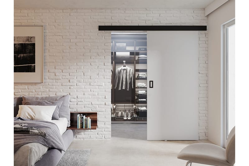 Skjutdörr Majong 204 cm - Vit - Förvaring - Garderober & garderobssystem - Garderobsdörr - Skjutdörr garderob & walk-in closet