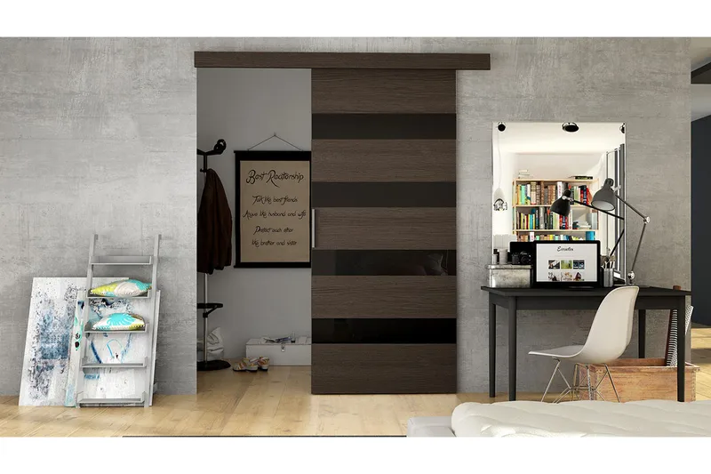 Skjutdörr MARTI - Brun/Svart - Förvaring - Garderober & garderobssystem - Garderobsdörr - Skjutdörr garderob & walk-in closet